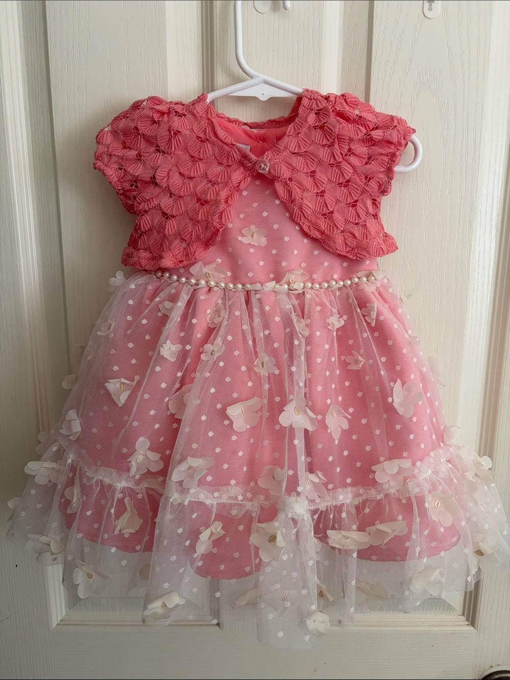 Blueberi Boulevard Pink Floral Tulle Party Dress with Bolero